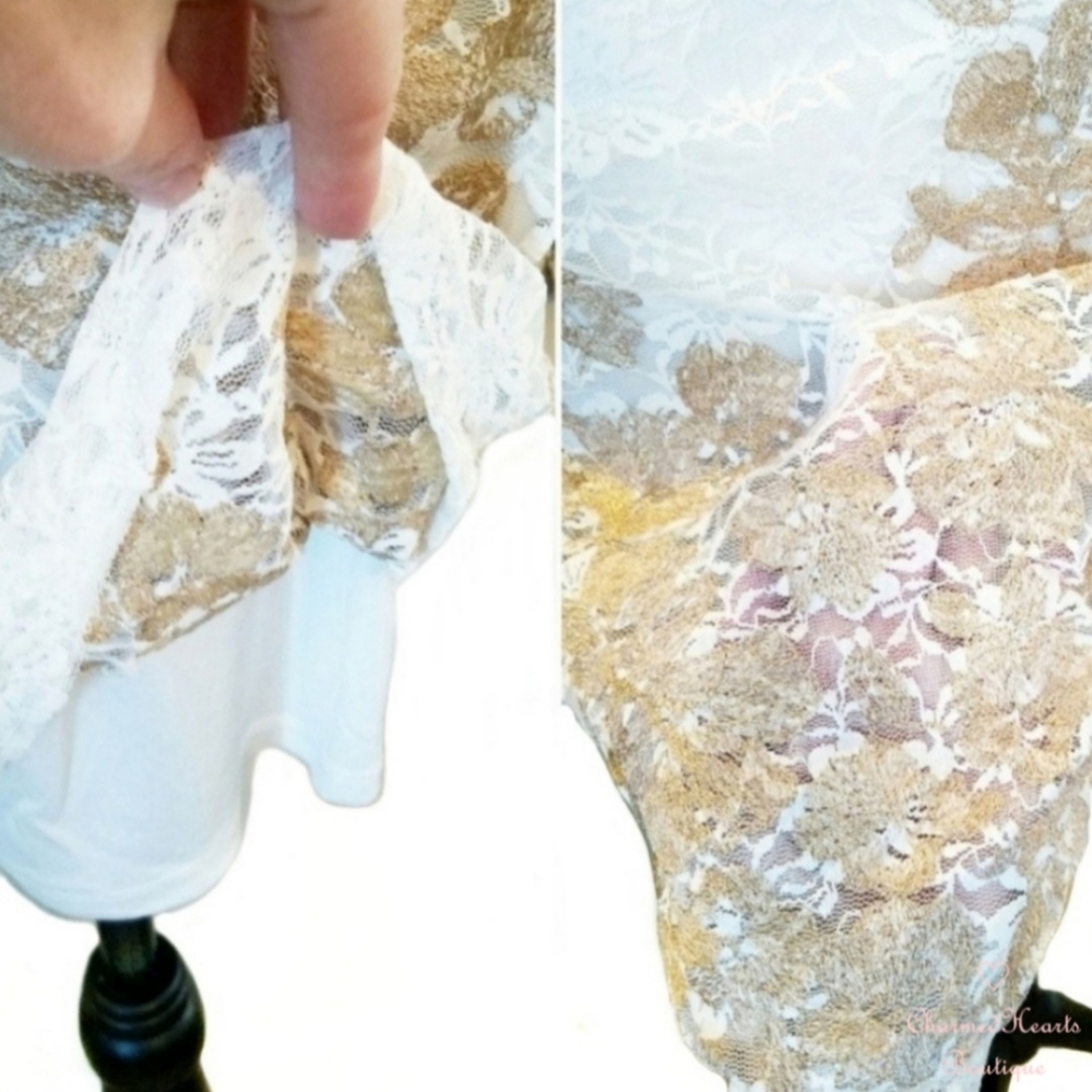 Olivia Matthews Lace Cocktail Dress White Size 4P - Picture 6 of 12